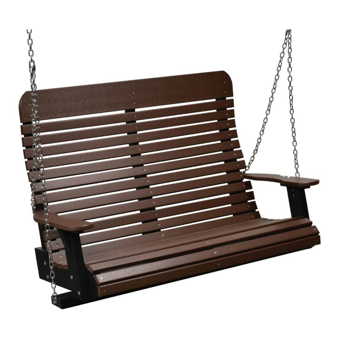 Wildridge Wildridge Signature Collection Highback Porch Swing Weatherwood on Tudor Brown Porch Swing LCC-402-WWB